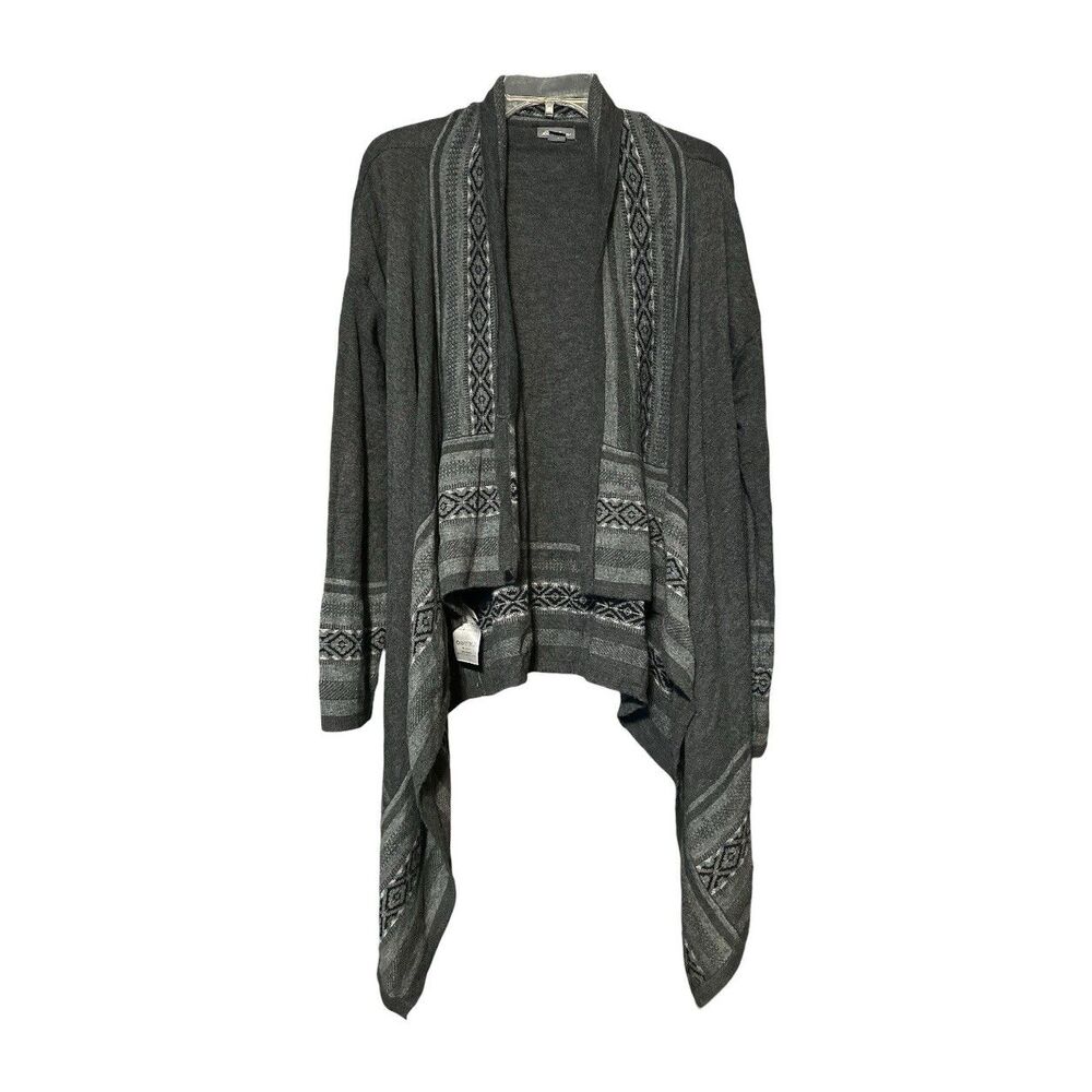 Eddie Bauer Travex Waterfall Cardigan Gray Nordic Fair Isle Womens Small